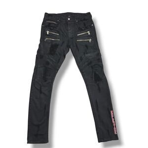 Rockstar Original Sushi Black Moto Biker Jeans Studded Punk Goth Sz 32X34